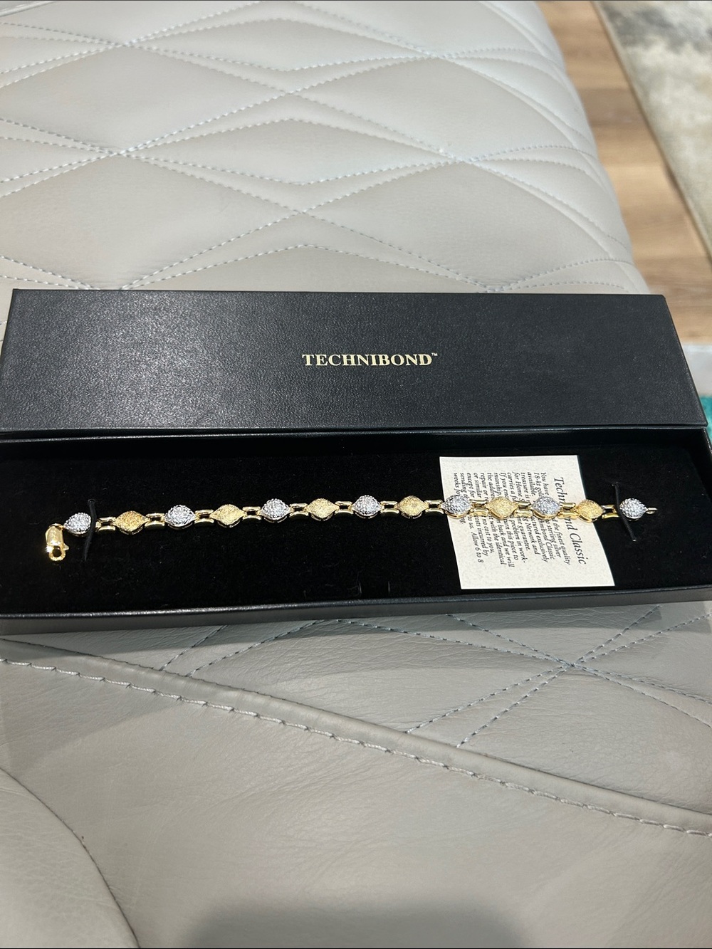 Technibond Two-Tone Gold and Silver Link Bracelet. Size 8